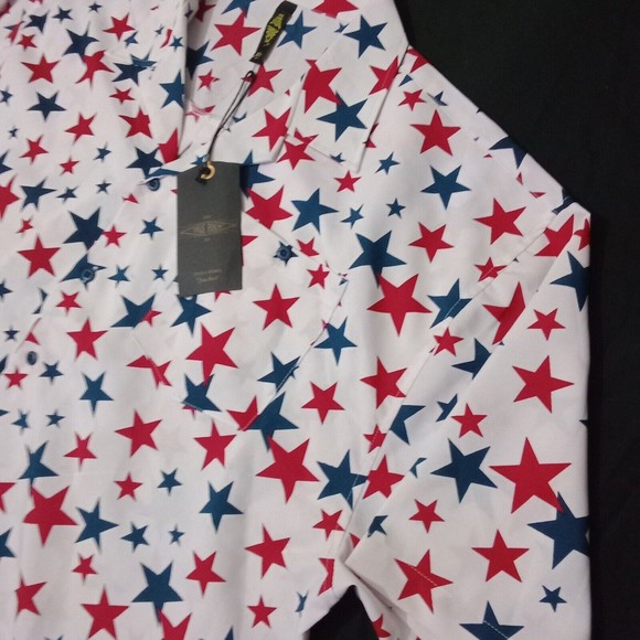 True Rock Men's 5XL Shirt New With‎ Tags Stars American Button Up Short Sleeve - Picture 2 of 10